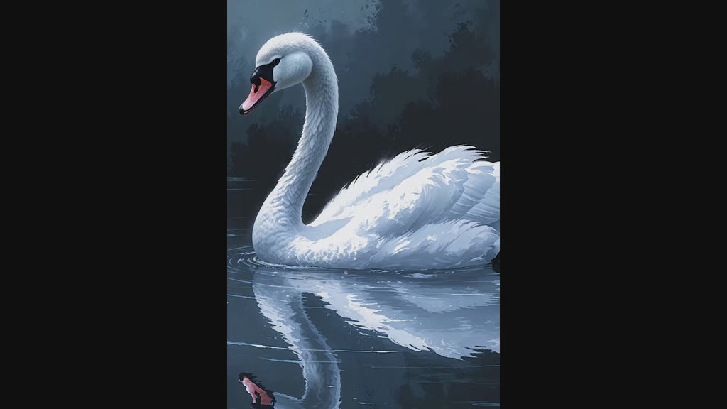 Abstract White Swan Lake Wall Art | Digital Download
