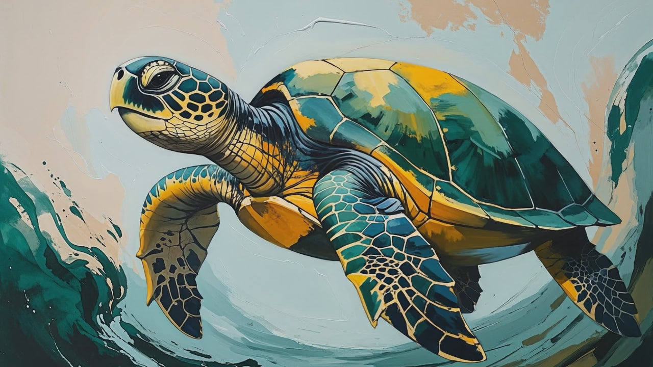 Abstract Sea Turtle Painting Wall Art | Digital Download