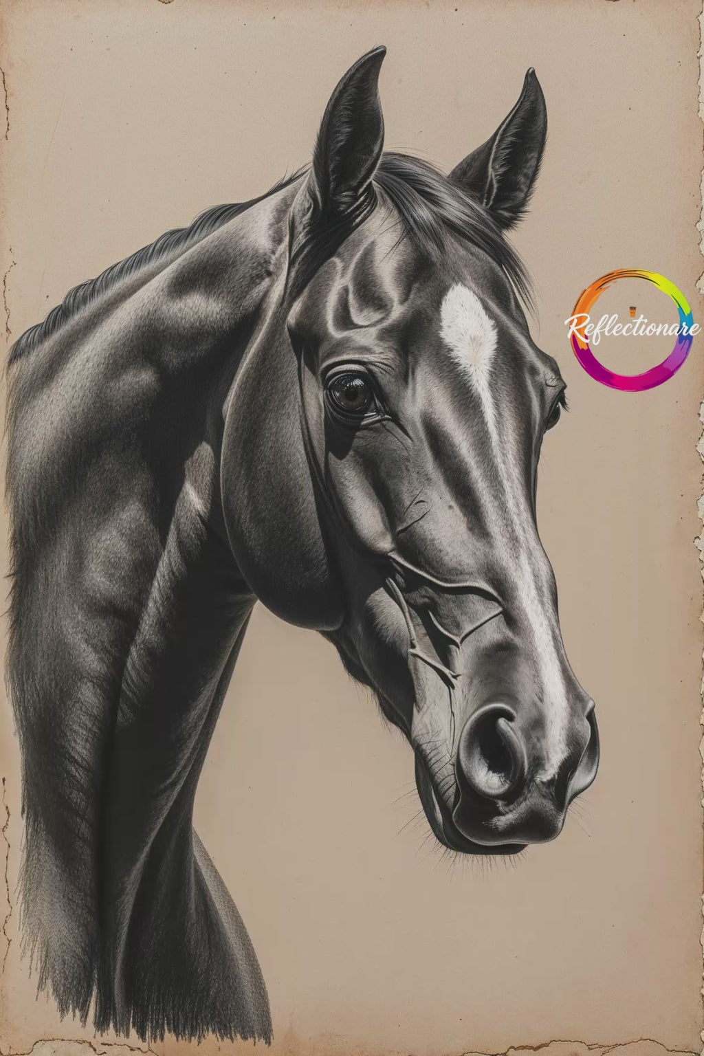 Vintage Horse Portrait Sketch | Elegant Black and White Equestrian Wall Art Print