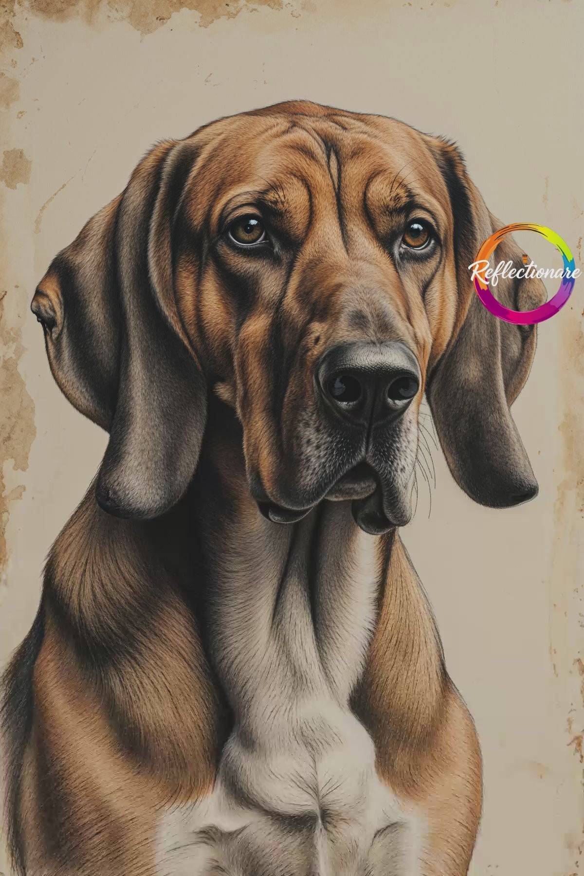 Vintage Coonhound Dog Portrait Sketch | Elegant Hand-Drawn Style Wall Art Print