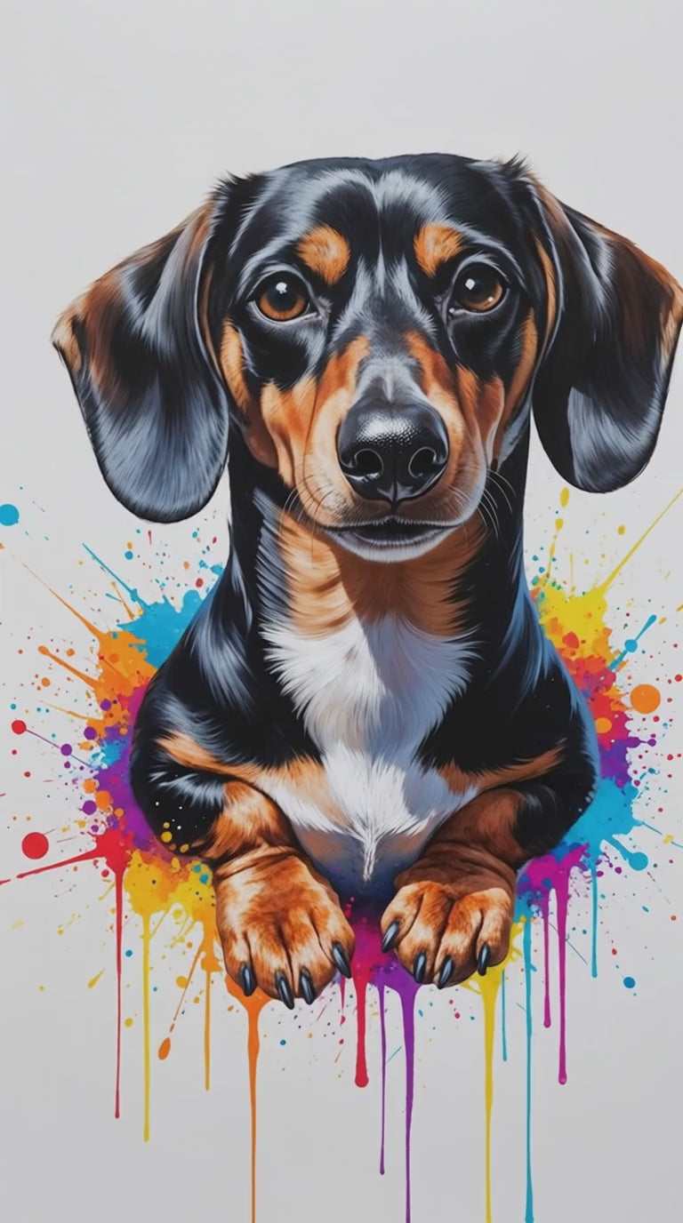 Colorful Dachshund Abstract Art Poster