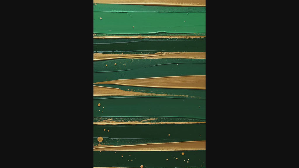 Golden Brushstrokes Green Abstract Wall Art | Digital Download