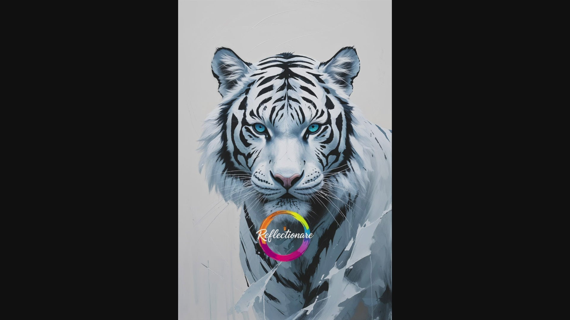 Abstract White Tiger Blue Eyes Wall Art | Digital Download