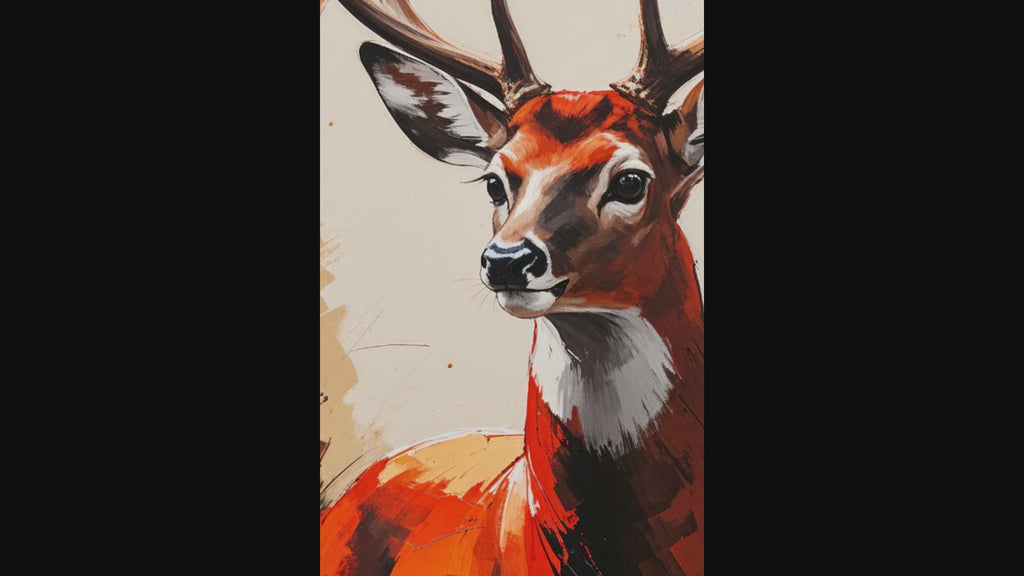 Abstract Red Deer Portrait Wall Art | Digital Download