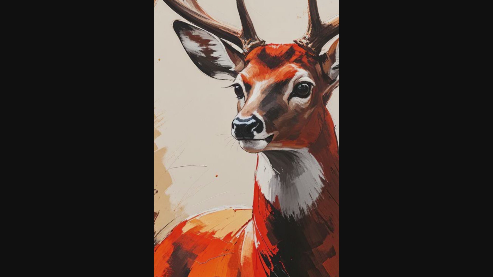 Abstract Red Deer Portrait Wall Art | Digital Download