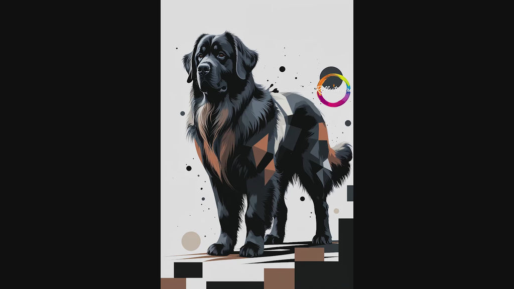 Geometric Newfoundland Dog Art Print | Digital Download