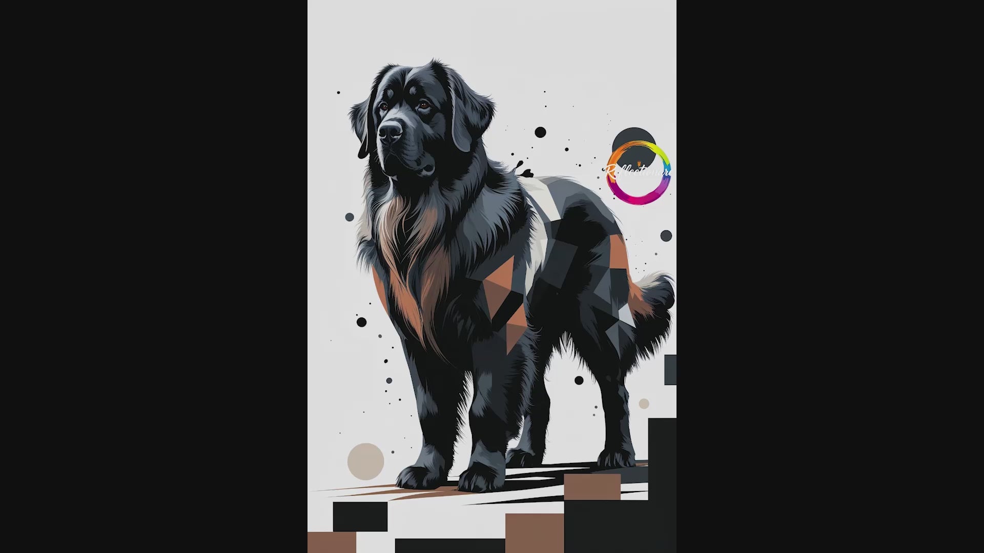 Geometric Newfoundland Dog Art Print | Digital Download