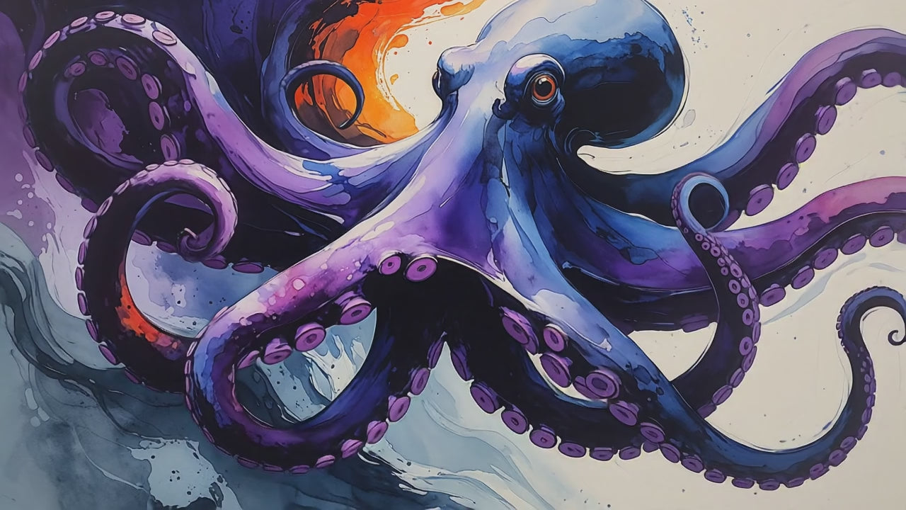 Colorful Watercolor Octopus Wall Art | Digital Download
