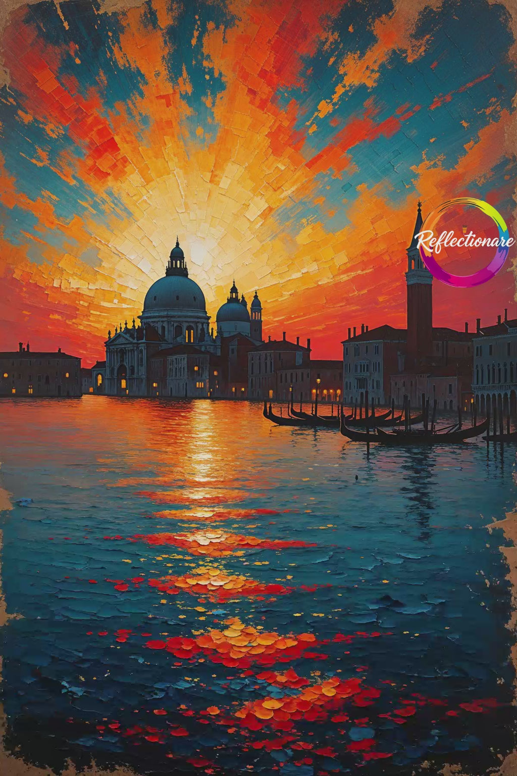 Venice Sunset Painting Canal Wall Art | Digital Download