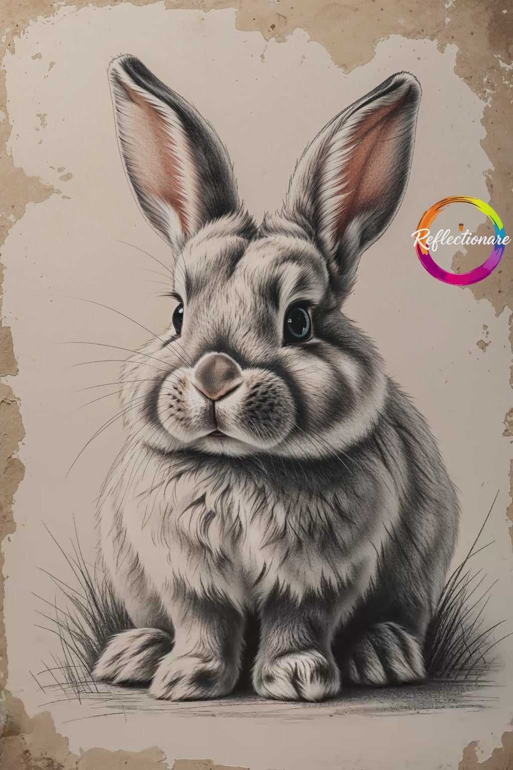 Vintage Bunny Portrait Art Print | Retro Animal Wall Decor