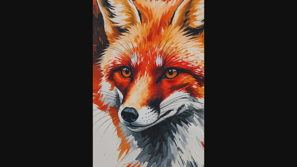 Abstract Red Fox Portrait Wall Art | Digital Download