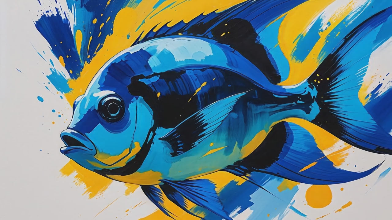 Abstract Blue Fish Poster | Digital Download