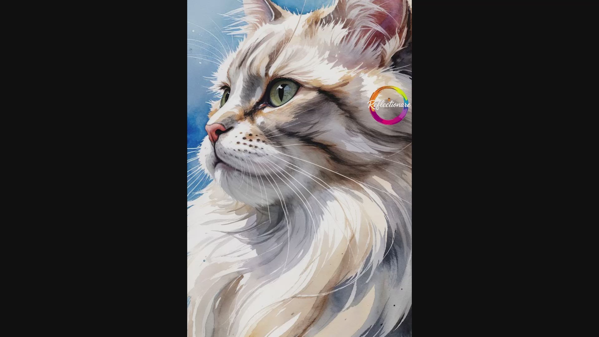 Watercolor Maine Coon Cat Art Print | Digital Download