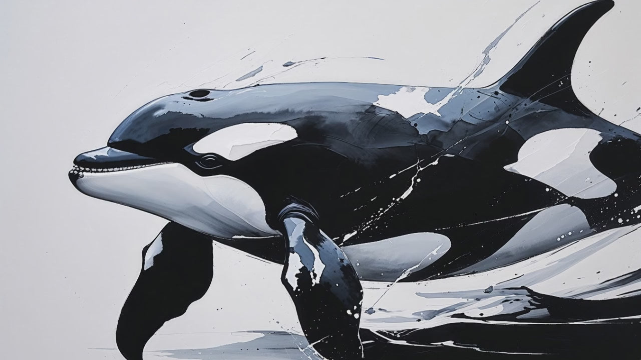 Abstract Orca Killer Whale Painting Wall Art | Digital Download