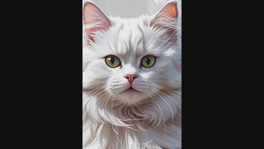 Fluffy White Cat Colorful Splash Art Print
