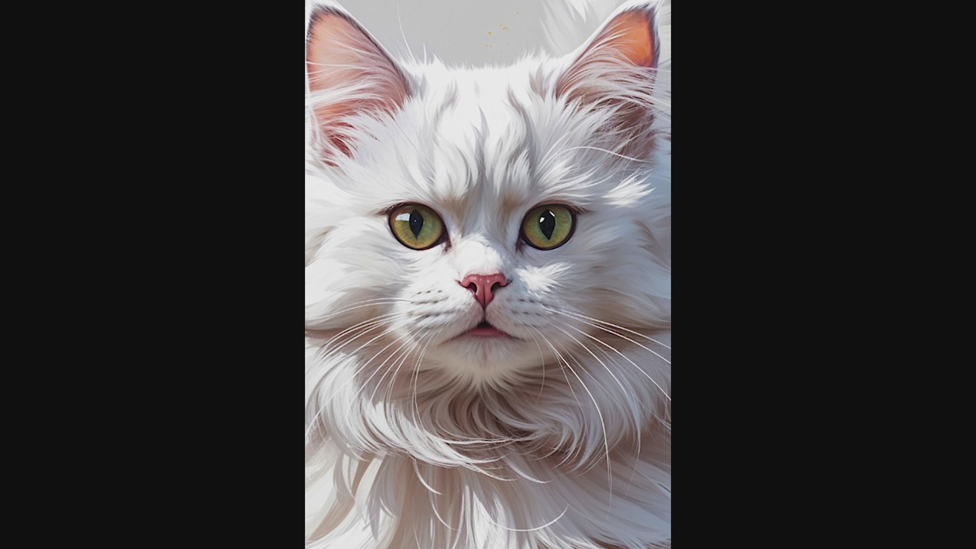 Fluffy White Cat Colorful Splash Art Print