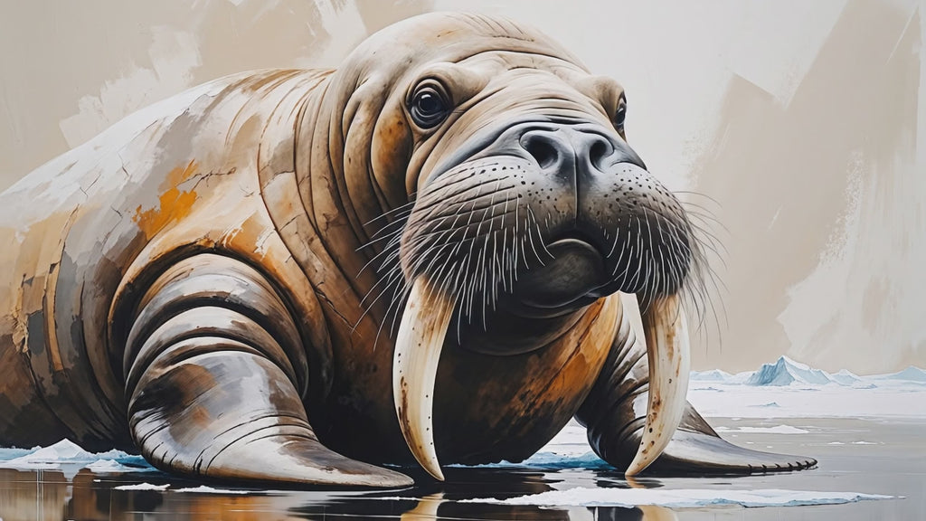 Abstract Walrus Arctic Wildlife Painting Art | Digital Download