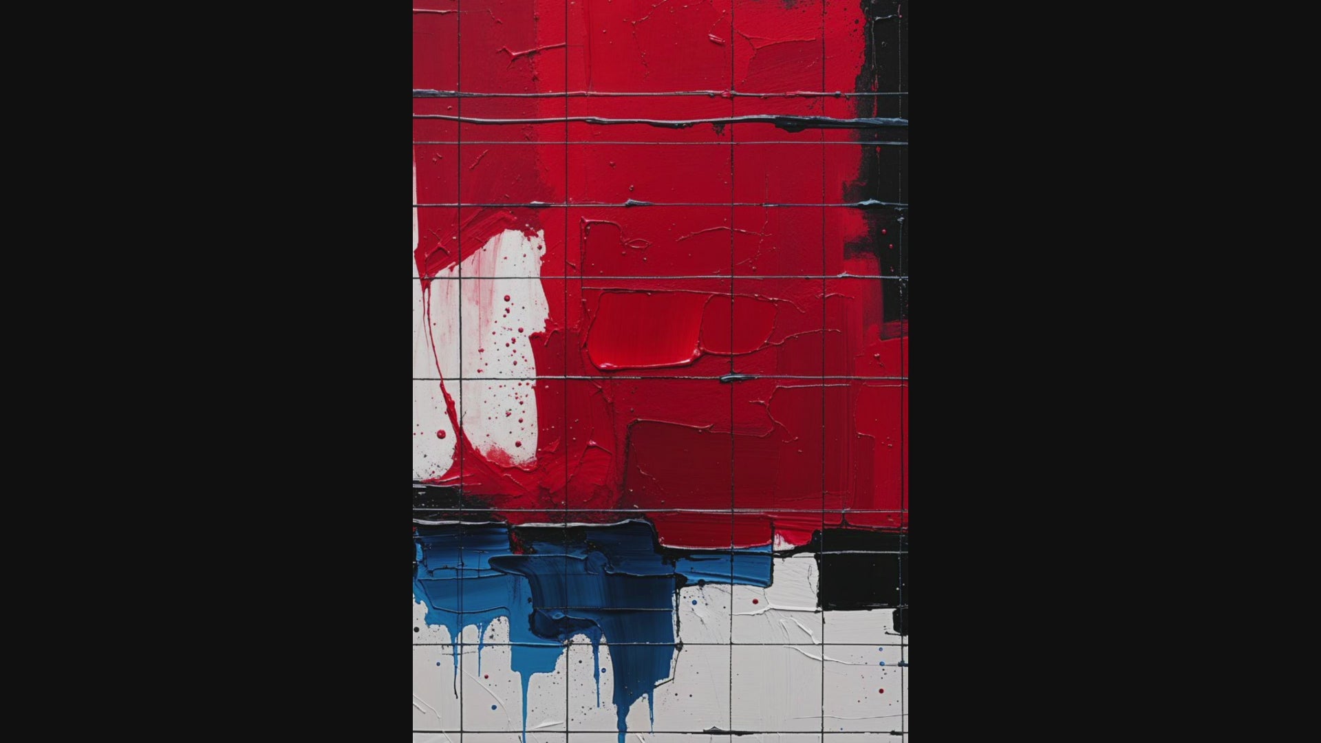 Grid Abstraction Red and Blue Textured Art | Digital Download