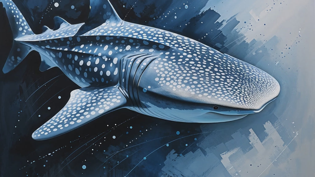 Abstract Whale Shark Blue Painting Wall Art | Digital Download