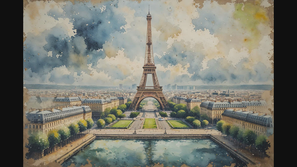 Eiffel Tower Paris Watercolor Wall Art | Digital Download