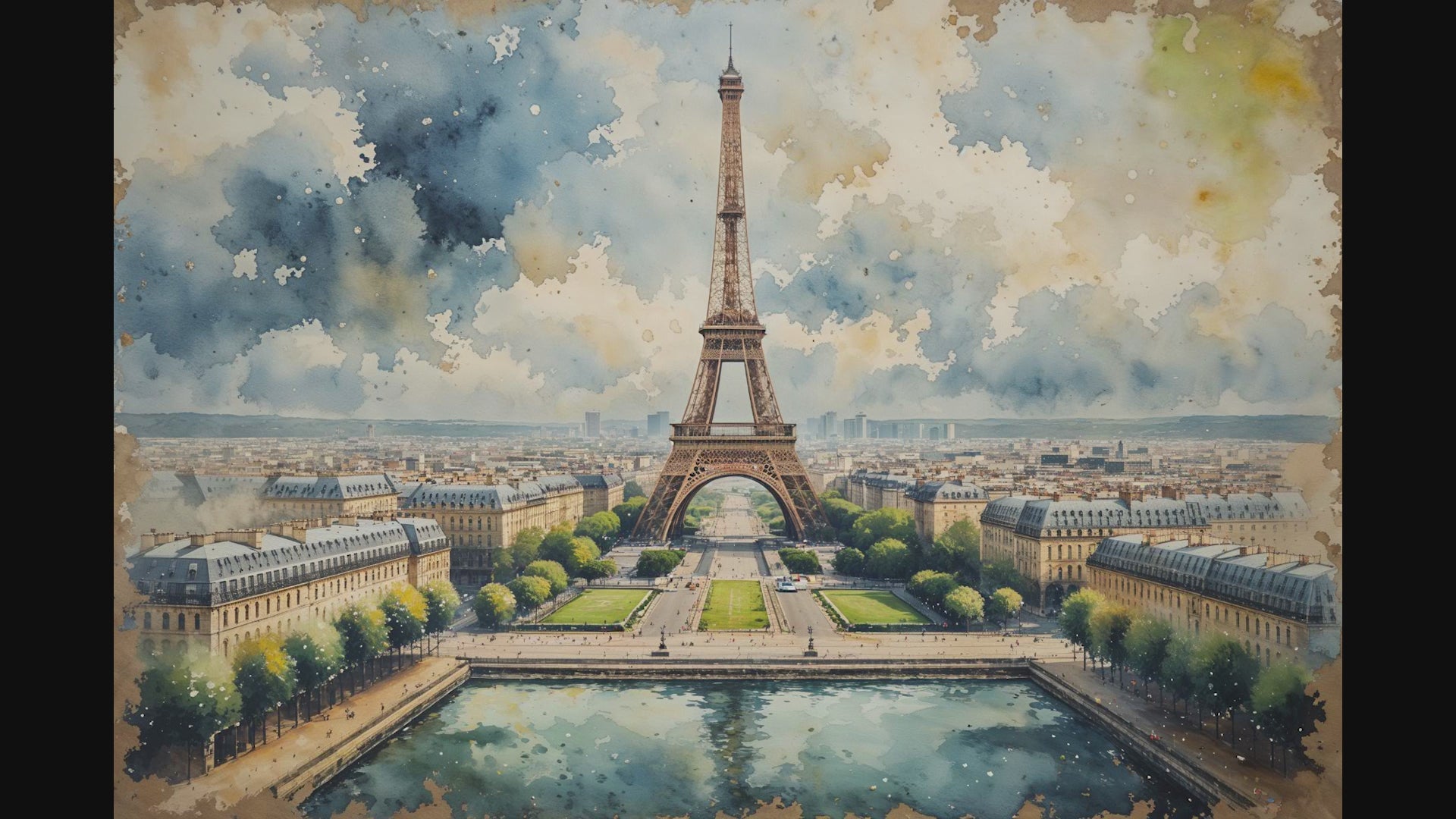 Eiffel Tower Paris Watercolor Wall Art | Digital Download