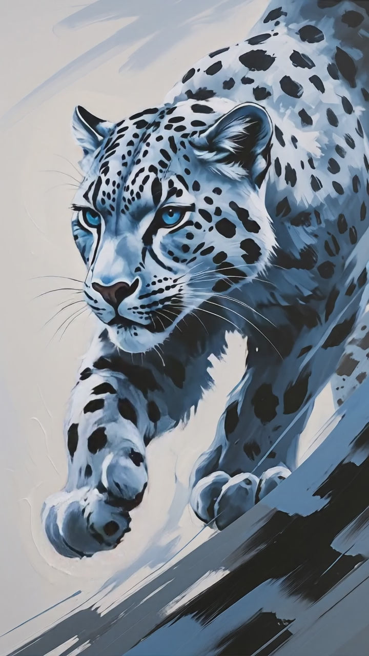Abstract Snow Leopard II Digital Art Print | Modern Wildlife Decor