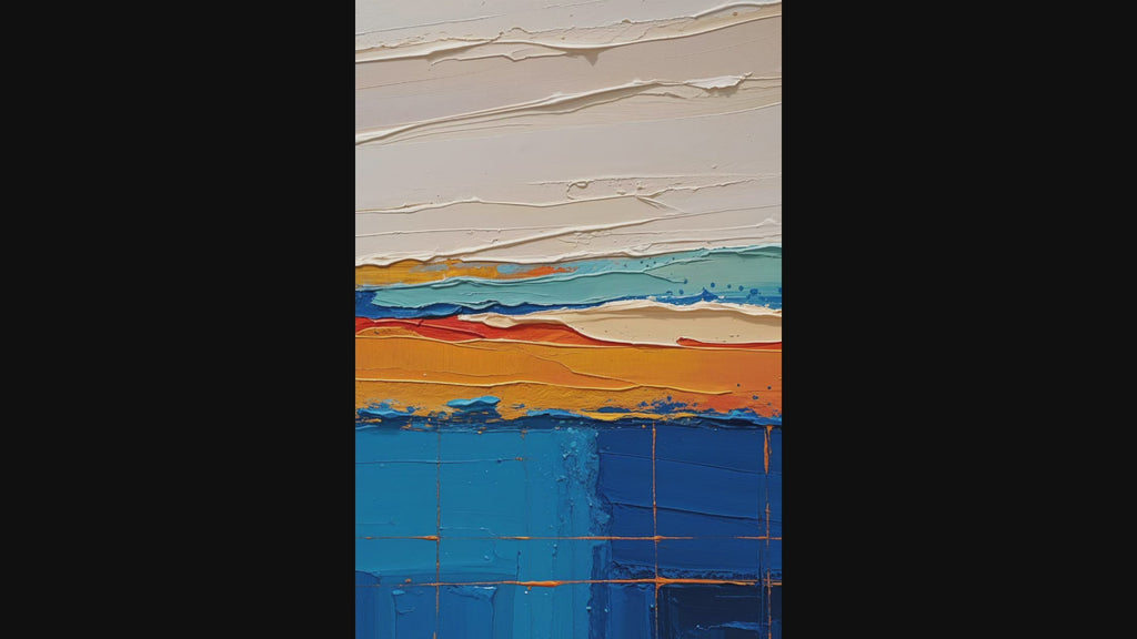 Textured Expressionism Blue and Orange Wall Art | Digital Download