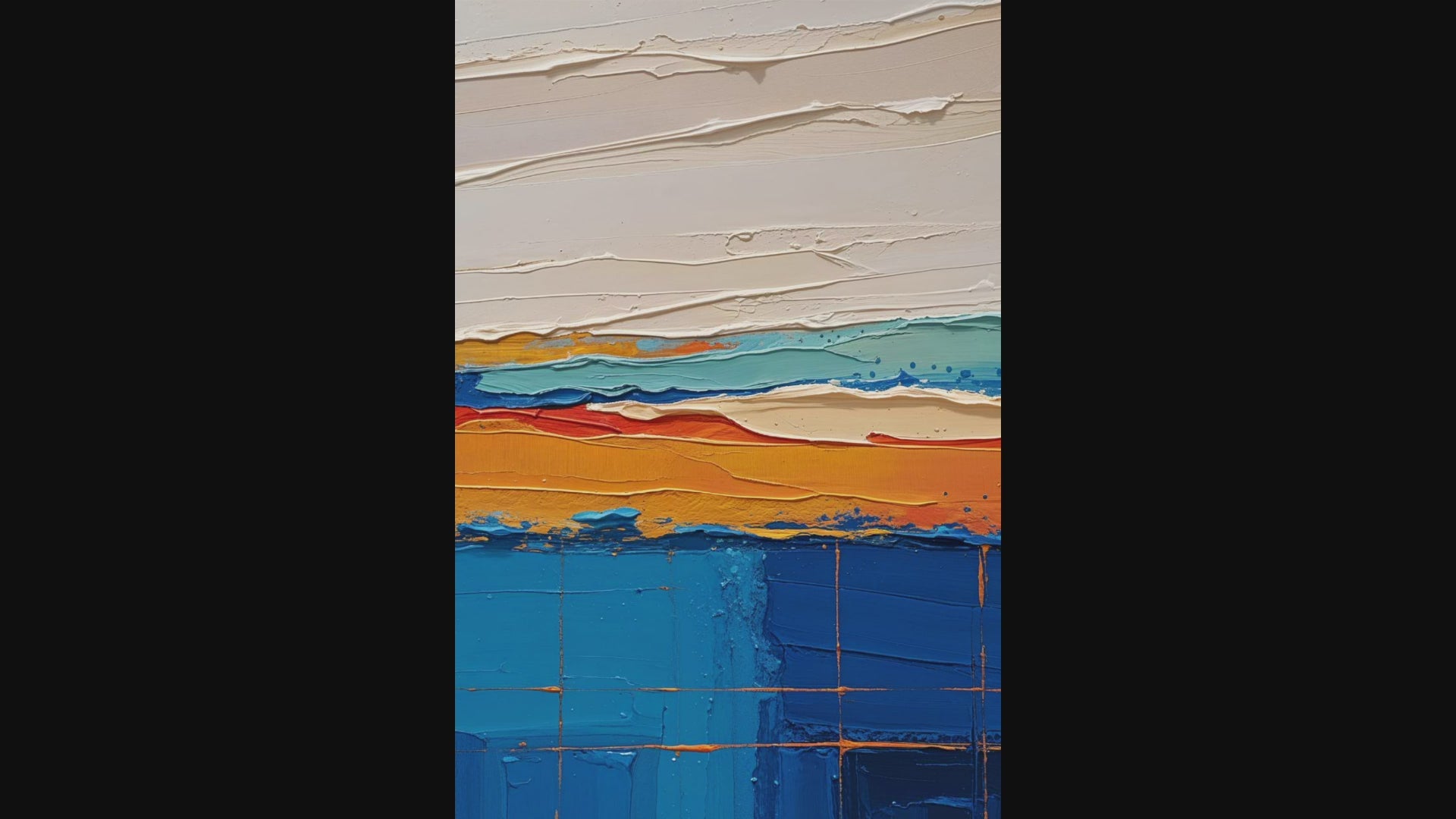 Textured Expressionism Blue and Orange Wall Art | Digital Download