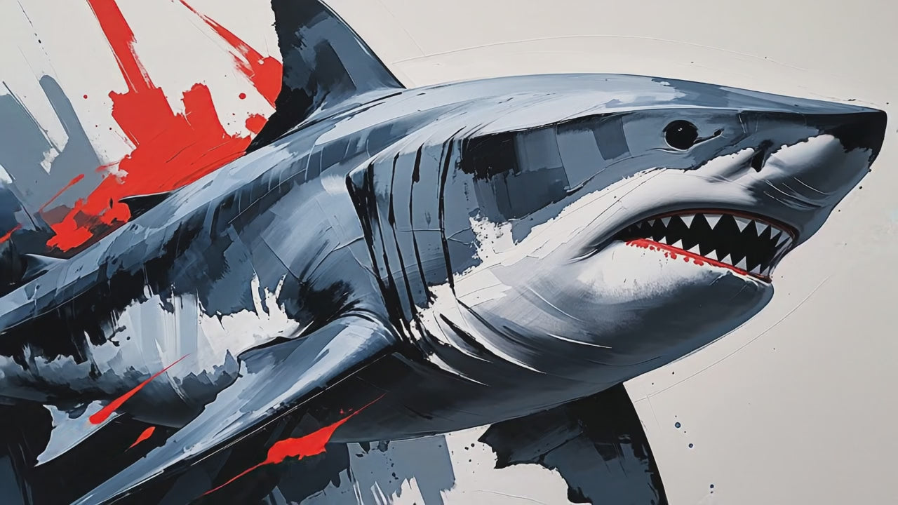 Modern Shark Painting Expressive Wall Art | Digital Download