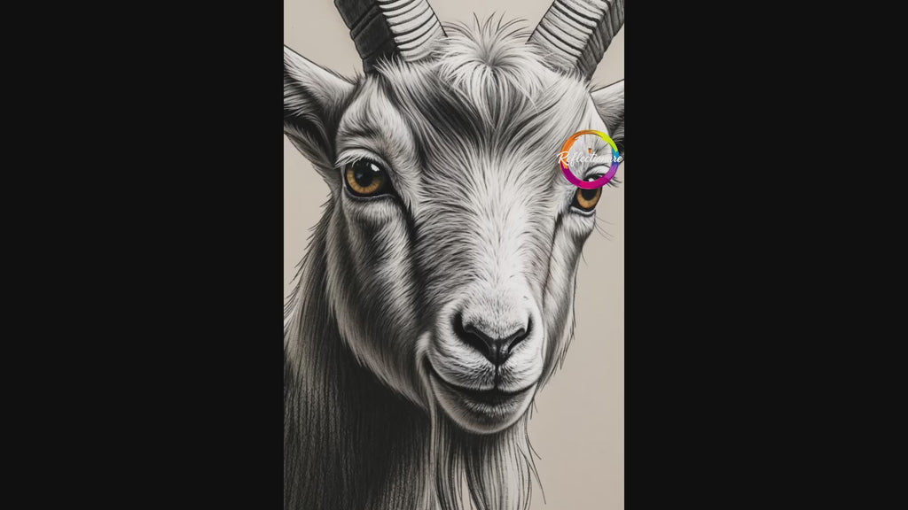 Vintage Goat Portrait Art | Detailed Farm Animal Illustration Digital Print